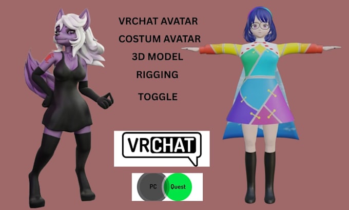 do 3d model furry avatar vrchat avatar vrc 3d rigging anime model