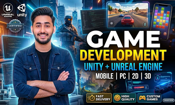 do mobile game development for 2d 3d games in unity or unreal engine
