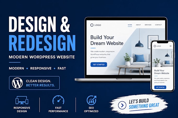 Design redesign wordpress website, website development as a full stack ...
