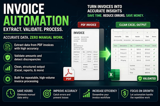 automate PDF invoice processing and data extraction
