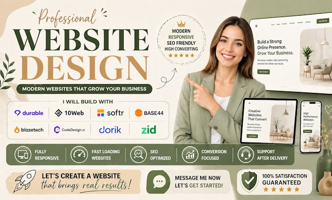build durable 10web blazetech codedesignai dorik zid base44 softr website design