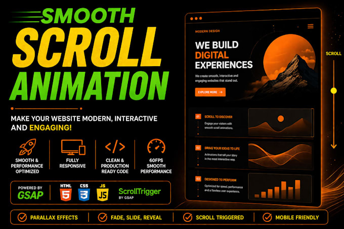 create smooth scroll animation for modern websites and UI