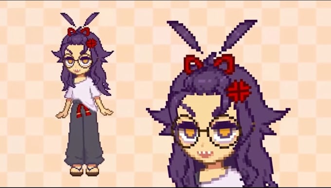 draw cute pixel live2d vtuber model, chibi png tuber, anime pixel avatar