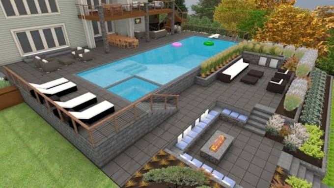 design your landscape, backyard, garden, patio with 3d rendering