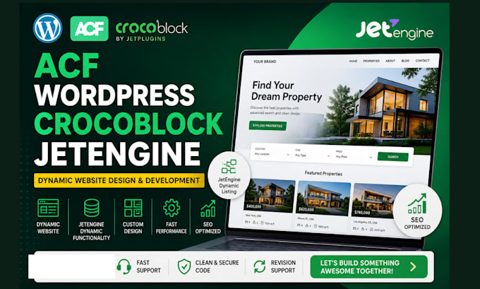 acf wordpress crocoblock jetengine dynamic website design development seo
