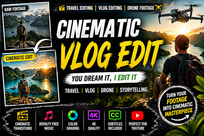 Professionally edit cinematic travel videos, vlogs and drone footage ...
