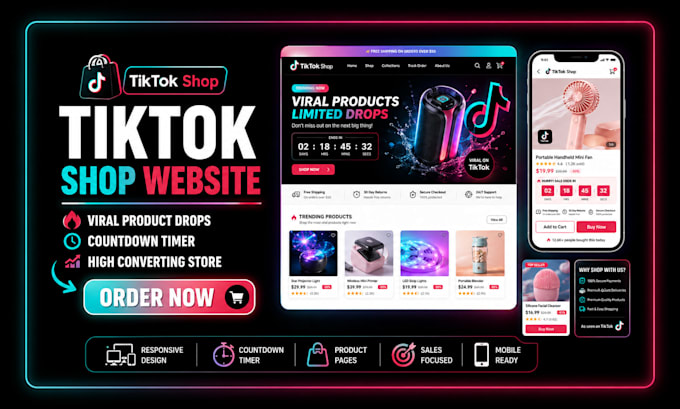 create tiktok shop website viral product drops countdown timer