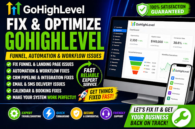 fix gohighlevel funnel, automation and workflow issues