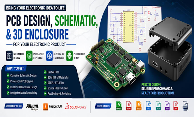 design pcb, schematic, and 3d enclosure for your electronic product