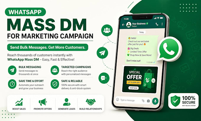 Send whatsapp mass dm for marketing campaign and bulk message by Darm ...