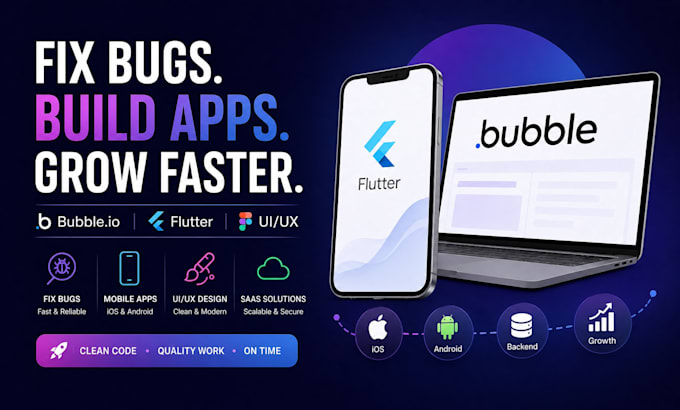 fix bubble io bug flutter developer ui ux website app explainer saas developer