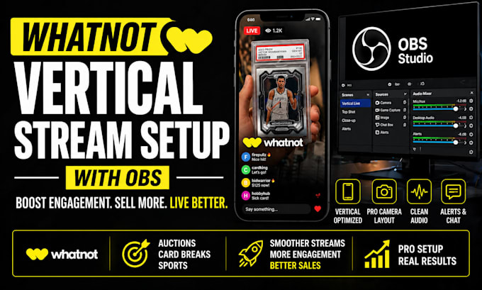 create whatnot vertical stream setup with obs for live selling success