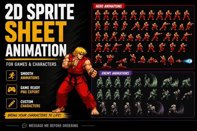 create professional pixel art character and sprite sheet for your game