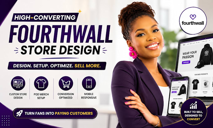 design a fourthwall store, setup pod merch and optimize your creator store