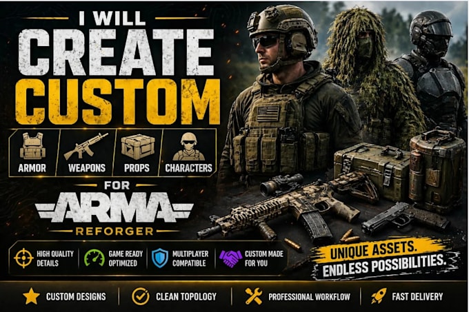 create custom arma reforger armor weapons props and characters