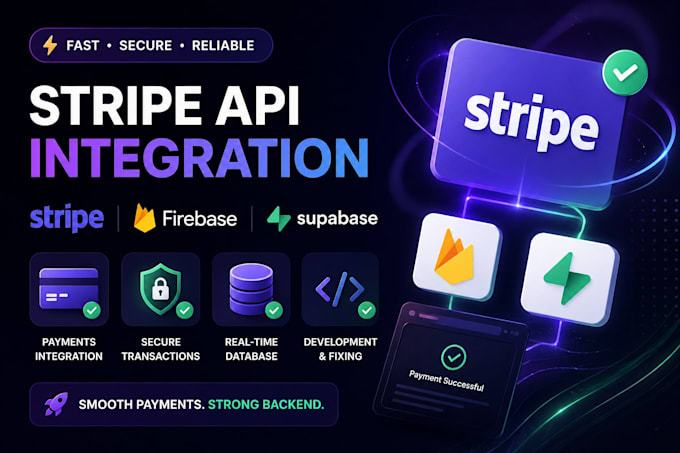 do API integration, development or fixing stripe API firebase, supabase backend