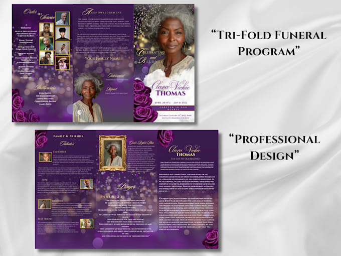 design a tri fold funeral program obituary template
