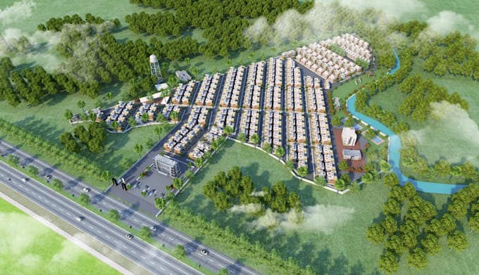 remodel 3d master plan design,real estate layout,site plan,aerial view rendering