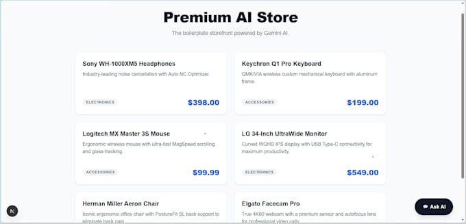 provide a full stack ai ecommerce boilerplate