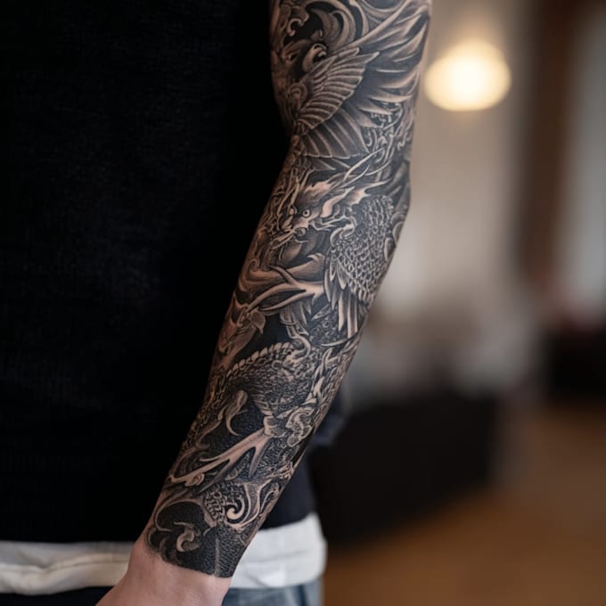 create a tattoo design for leg sleeve