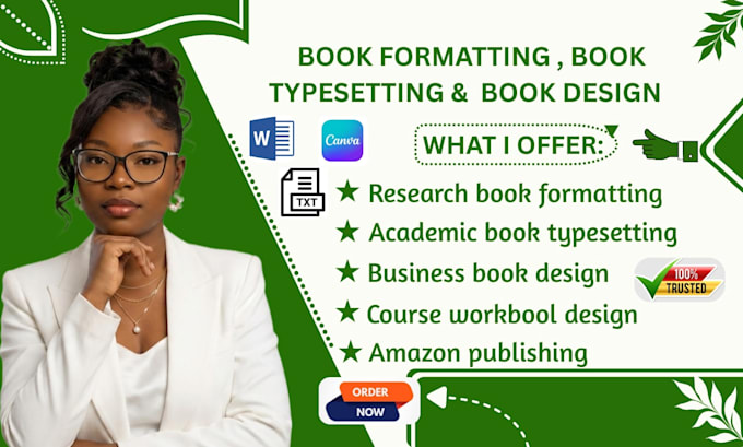 do academic book typesetting and business book design for amazon KDP
