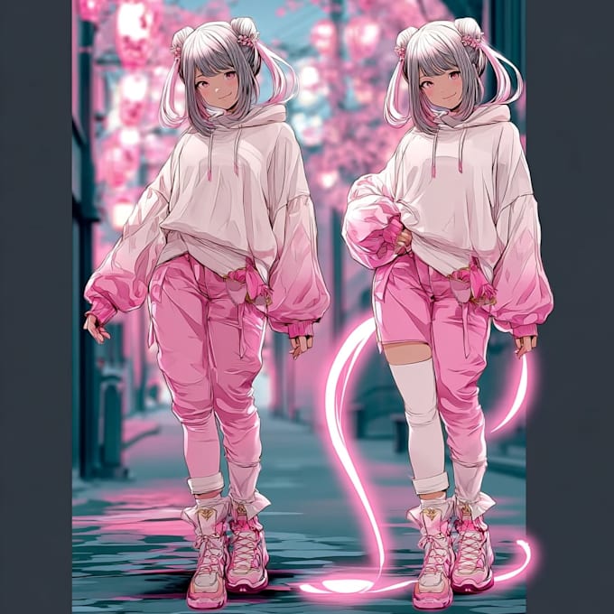 Make a character design and concept art in anime style by Thiago ...