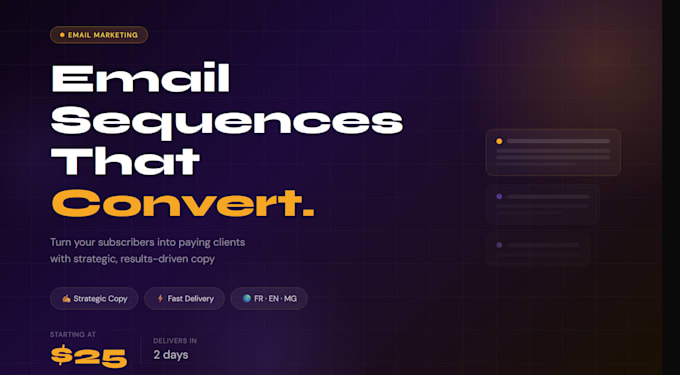 write email sequences and sales copy that convert subscribers into client