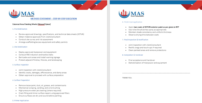 provide professional facility management consulting and sops