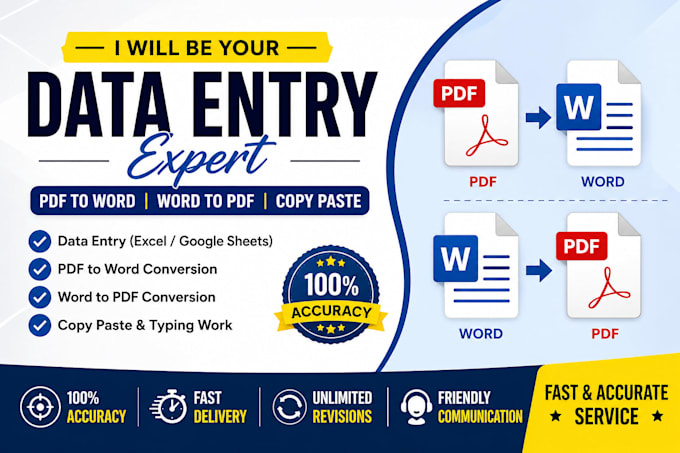 do data entry and PDF to word conversion