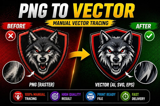manual png to vector conversion high quality logo redraw