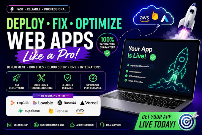 deploy replit fix lovable web app vercel base44 supabase aws cloud firebase dns