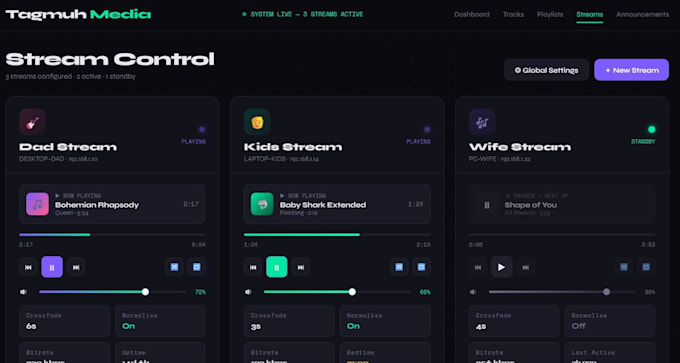 create radio station automation system with dashboard