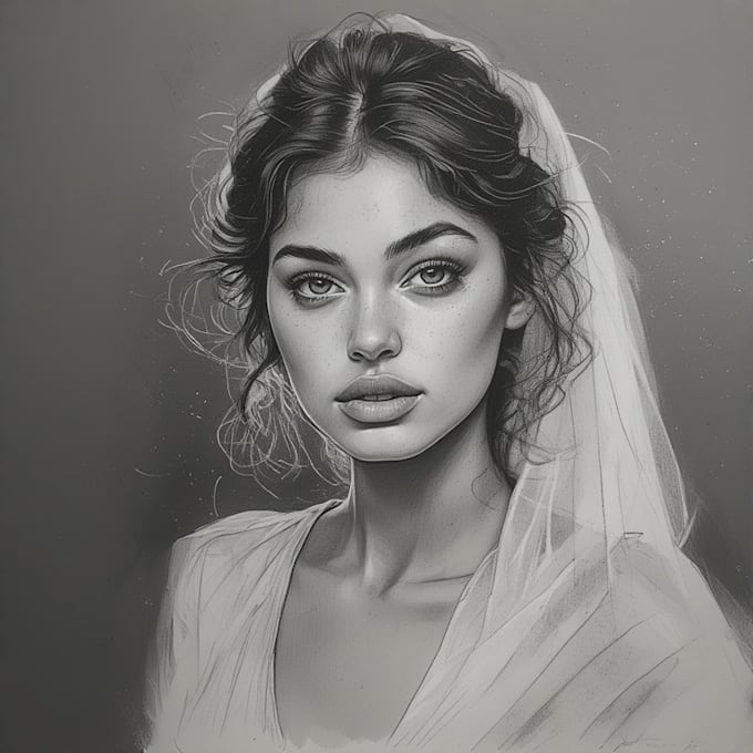 draw a custom pencil or charcoal portrait