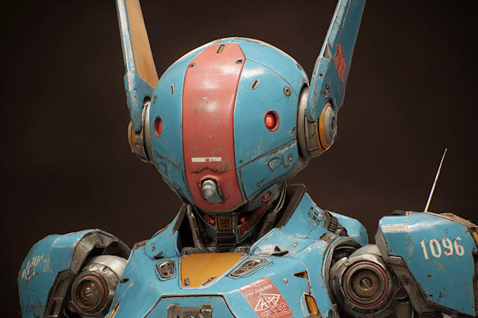 custom futuristic mecha robot character art