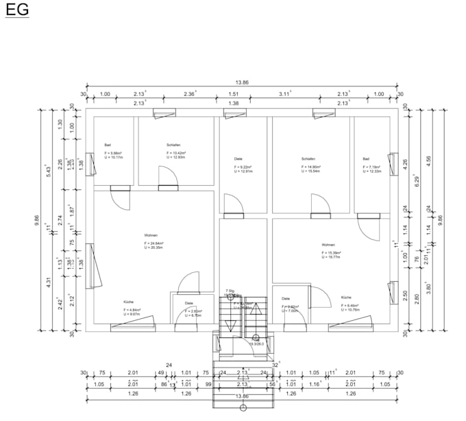 draw a professional 2d floor plan in cad