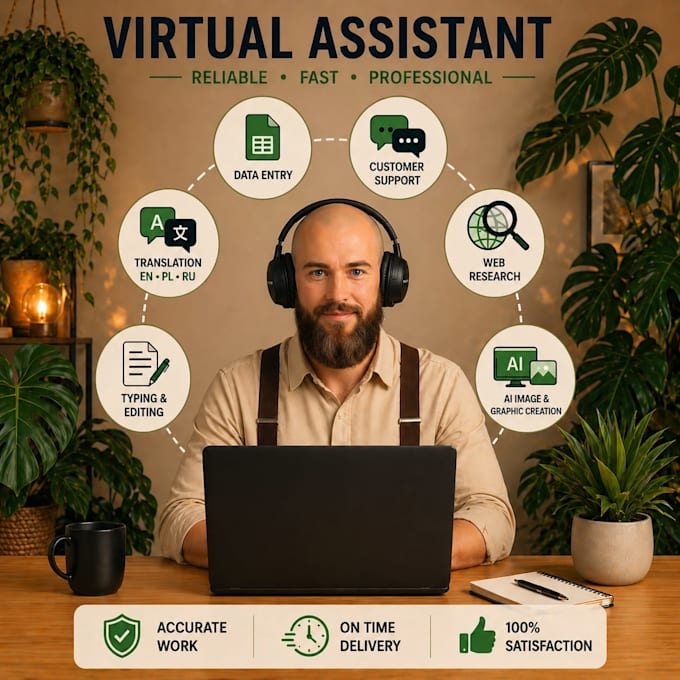 do virtual assistant, research and online admin tasks