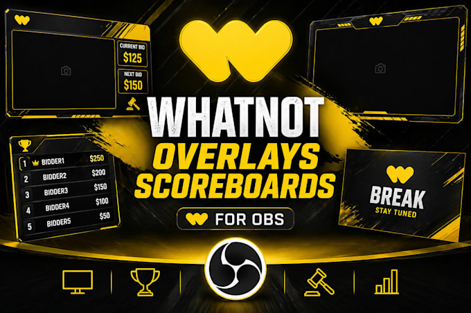 setup whatnot live stream on obs with animated overlays