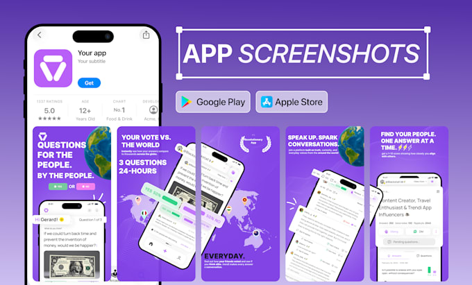 design app screenshots and play store screenshots for your app