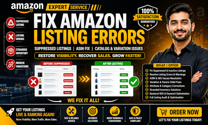 amazon listing errors suppressed listings and category issues