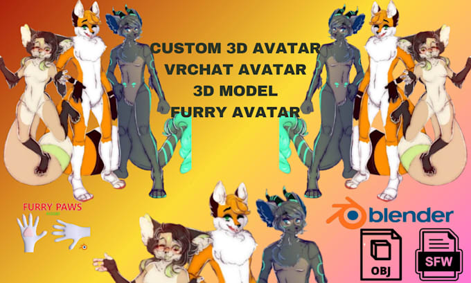 do realistic vrchat avatar vr character vtuber furry model
