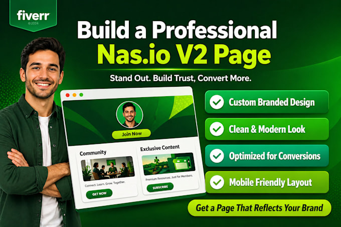 create a fully branded, professional nasio v2 page that reflects your identity