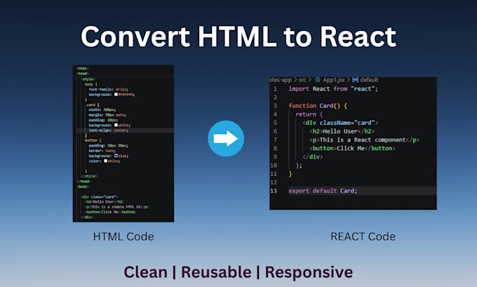 convert HTML CSS to react component