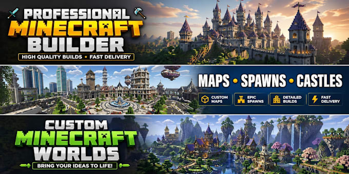 build custom minecraft map city castle spawn world as professional builder