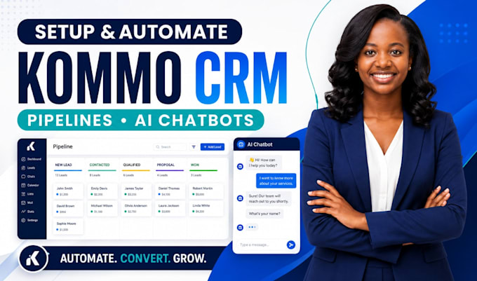 setup and automate your kommo CRM with pipelines and ai chatbots