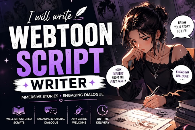 write immersive webtoon or comic scripts with engaging dialogue