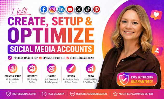 create setup optimize all social media account facebook business page setup