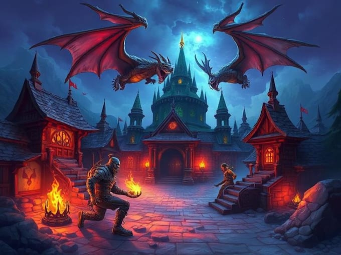 create warcraft fantasy dungeons and dragons illustration