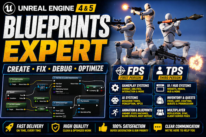 create fix and debug unreal engine 5 blueprints ai UI animation gameplay systems