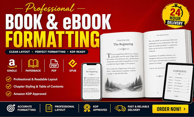 do book formatting for print book and ebook, paperback formatting, epub
