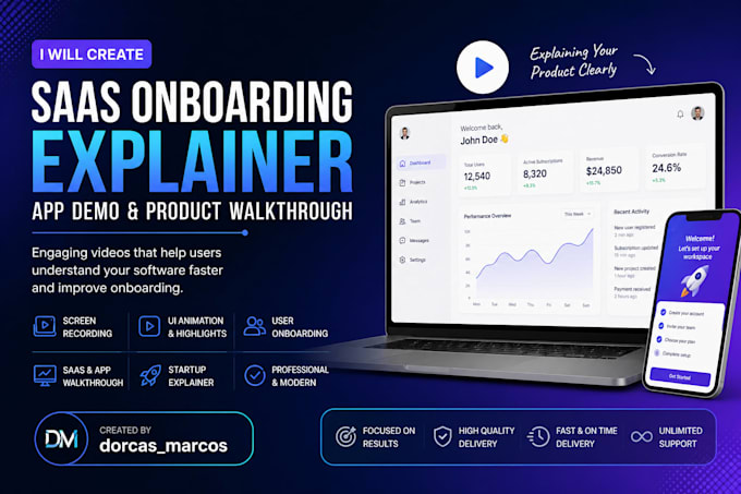 create saas onboarding explainer video, app demo, and product walkthrough